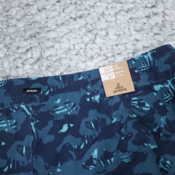 Prana Fenton Boardshorts Men's Size 34 9" Inseam Bluefin Camo Swim Blue - Picture 3 of 8